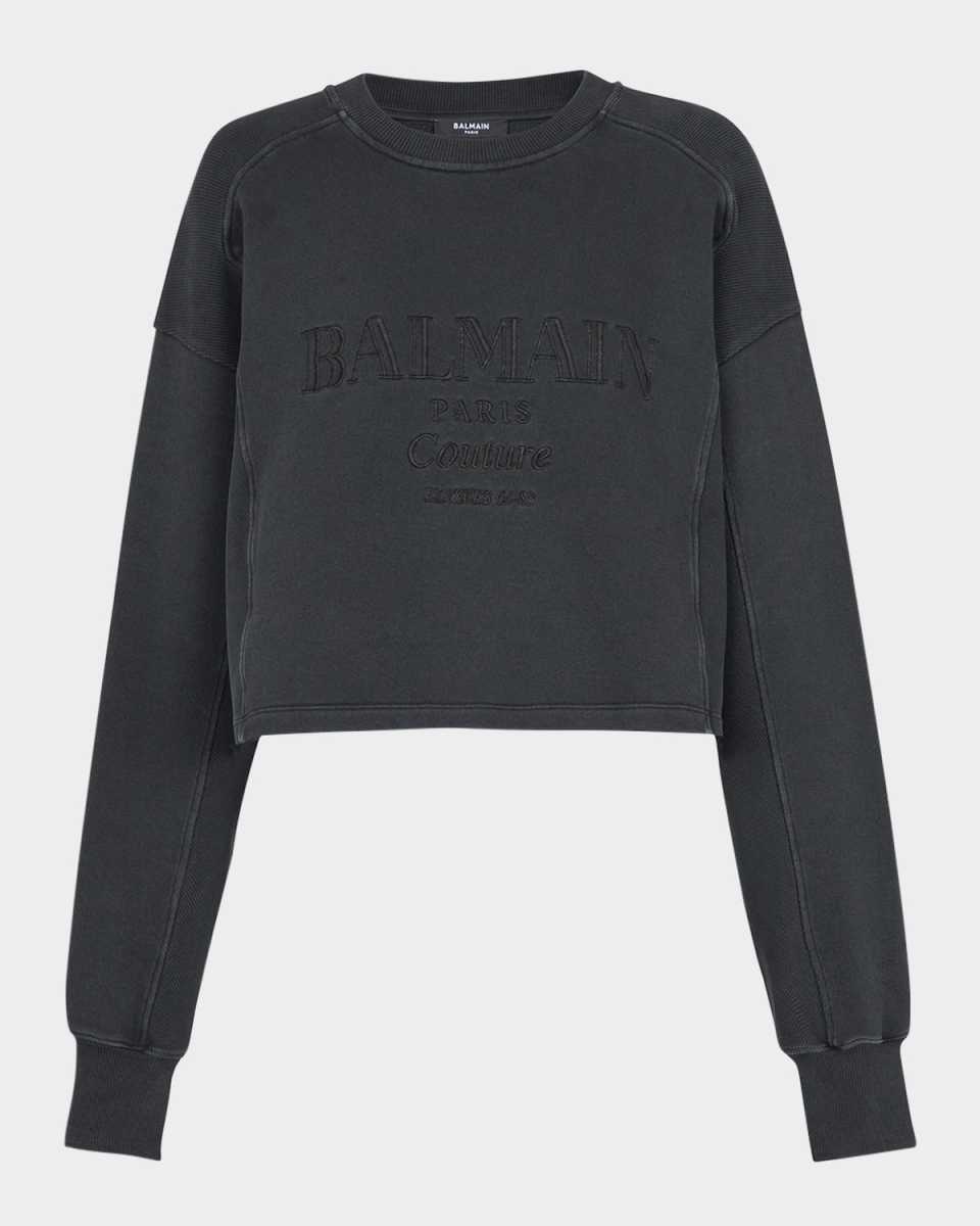 Logo Embroidered Crop Sweatshirt